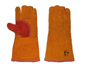 Краги зимние особо прочные,35см(1452),желто-красный,иск.мех