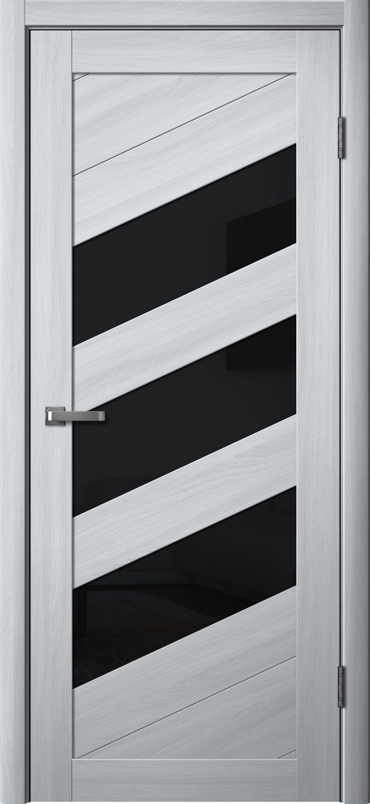 Дверь 216 ЧЕРНОЕ СТЕКЛО 600*2000 ясень пепельный