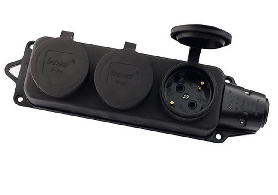 Розетка 106-0400-0101/101 наружн.тройная с заглушкой(каучук)