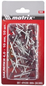 Клепка 4,0х10 красныйRAL3005 Matrix 40688