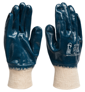 Перчатки нитриловые манжет-резинка полный облив