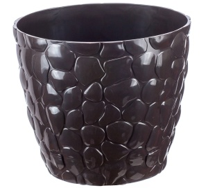 Кашпо КАМНИ D180мм 2,6л коричневый ротанг М3173