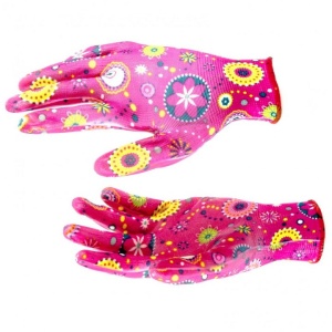 Перчатки садовые из полиэстера с нитрильным обливом,красные,М//Palisad/67746