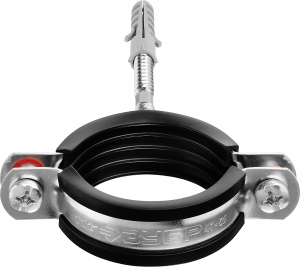 Хомут ЗУБР трубный с гайкой,шпилька и дюбель,1 1/2