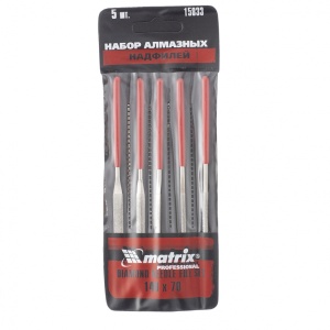 Набор надфилей алмазных 140х70х3 5шт Matrix 15833