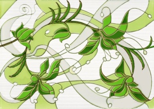 Кафель настенный Декор 25х35 Капри ирис салатный