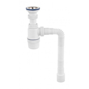 Сифон пластм Элит с нерж.чаш. 800мм-40*50 к-6170