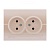 Розетка 702-3030-128 Deriy б/з двойная жемчужно-белая металлик керамика