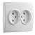 Розетка 705-0202-128 LESYA двойная б/з керамика белая с белой вставкой