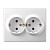 Розетка 705-0202-127 LESYA двойная с/з керамика белая с белой вставкой