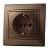 Розетка 702-3131-124 Deriy с защитой от детей светло-коричневый перламутр со ставкой