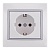 Розетка 702-0215-122В Deriy с/з белый с серой вставкой