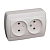 Розетка 711-0200-128 DEMET б/з двойная закрытый корпус  белый 