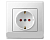 Розетка 705-0202-124 LESYA с защитой от детей керамика белая с белой вставкой