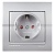 Розетка 702-2828-124 Deriy с/з с защитой от детей серебристый металлик керамика